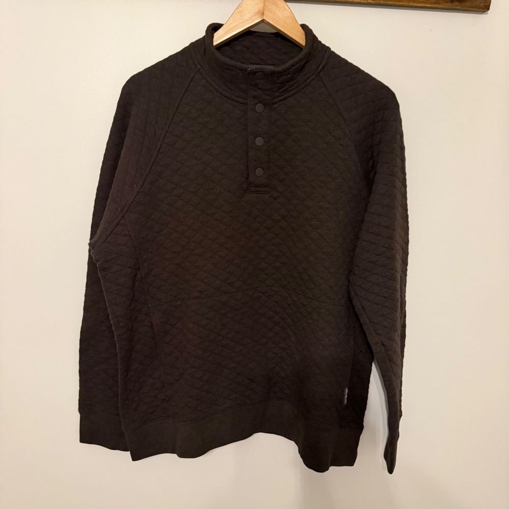 Eddie Bauer Mens Quilted Snap Mock Neck Pullover Brown EM32LK917 Large